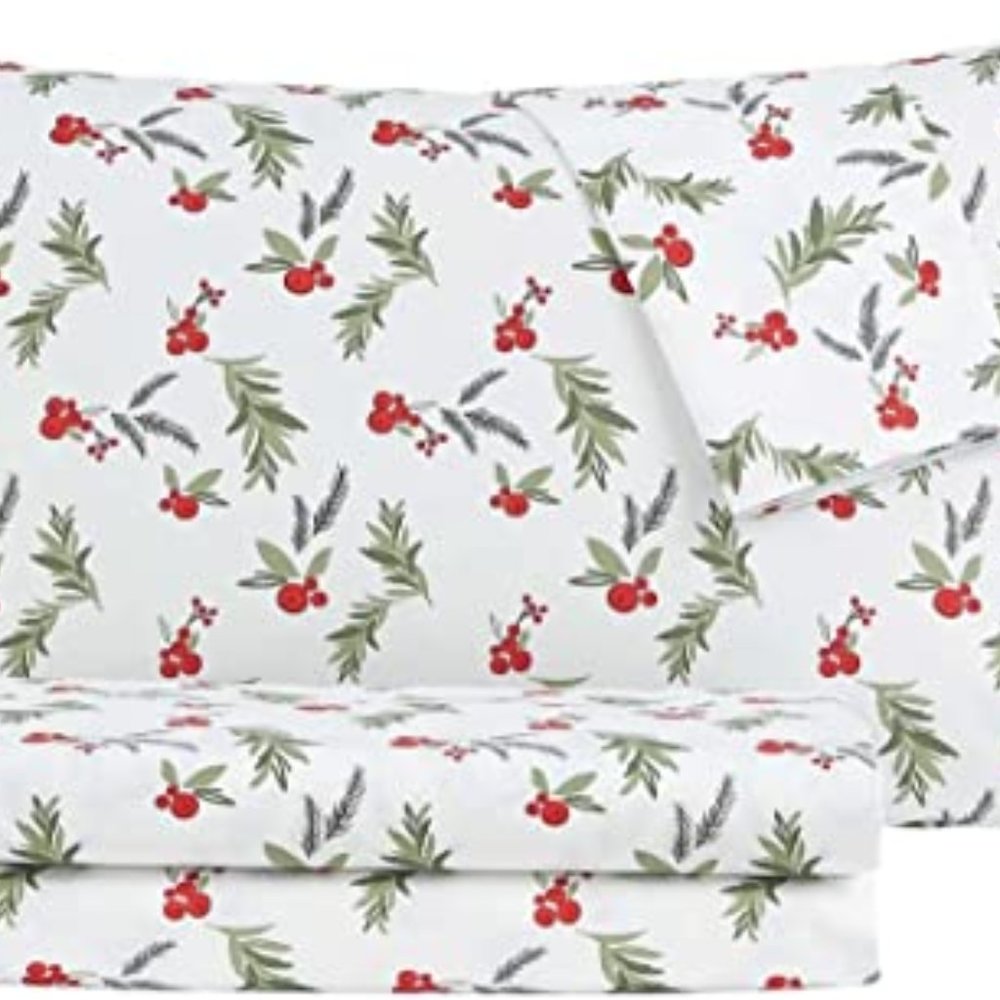 *SALE*  Sanders 3 pc Twin Sheet Set Bedding Berry & Pine - 7577